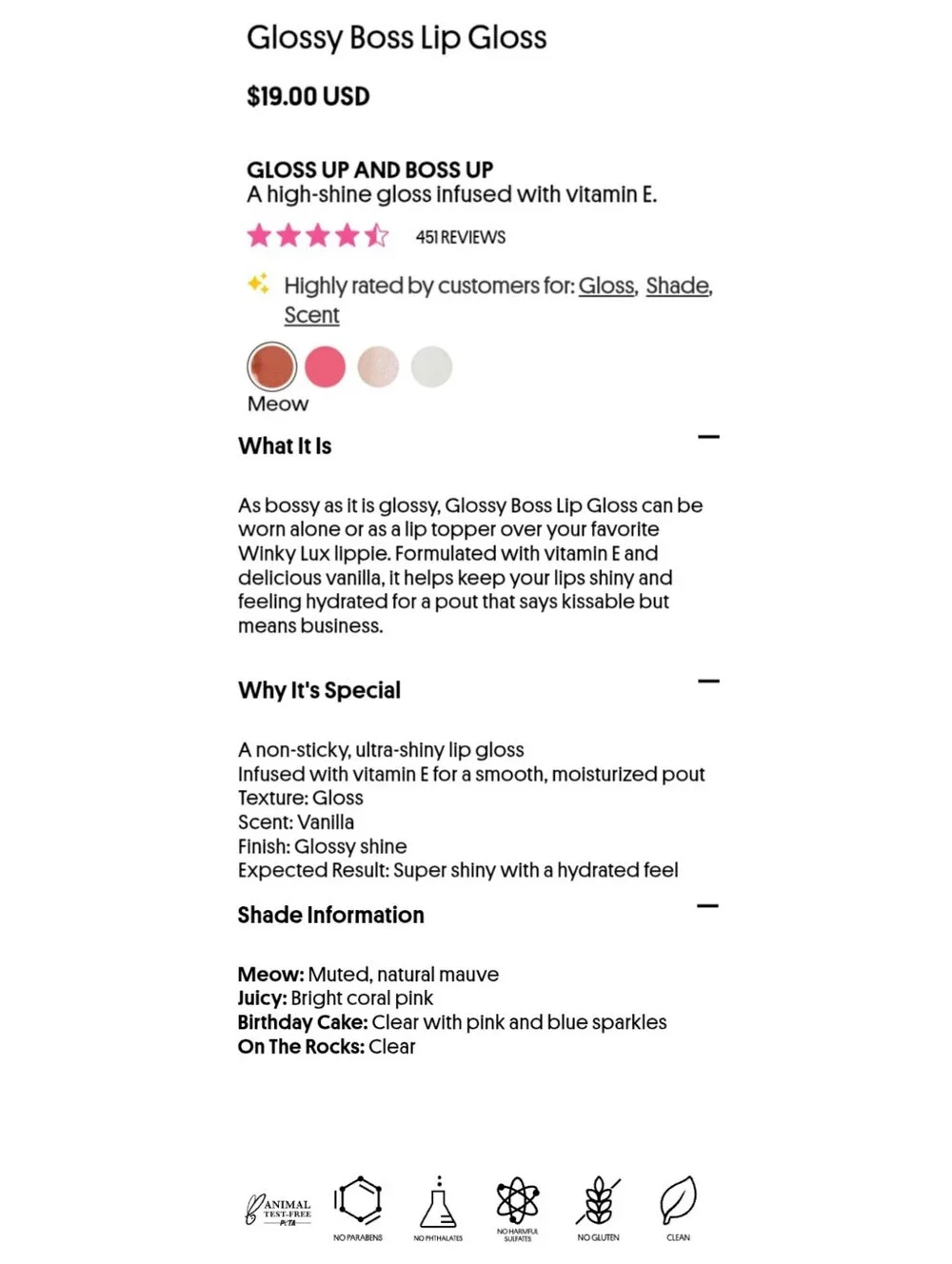 🎉2•$20/3•$28🎉 WINKY LUX Glossy Boss Lip Gloss in Meow